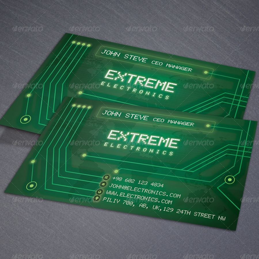 Electronics Business Card, Print Templates GraphicRiver